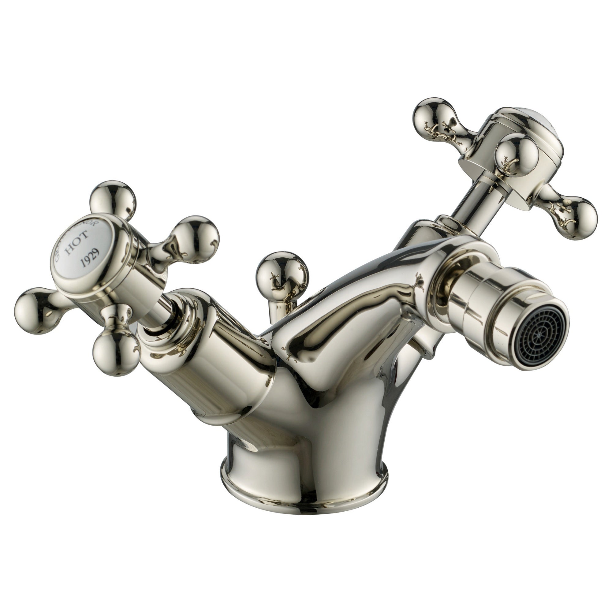 Bubly Mayfair Crosshead Bidet Mixer Tap With Pop Up Waste Chrome Brass Deck