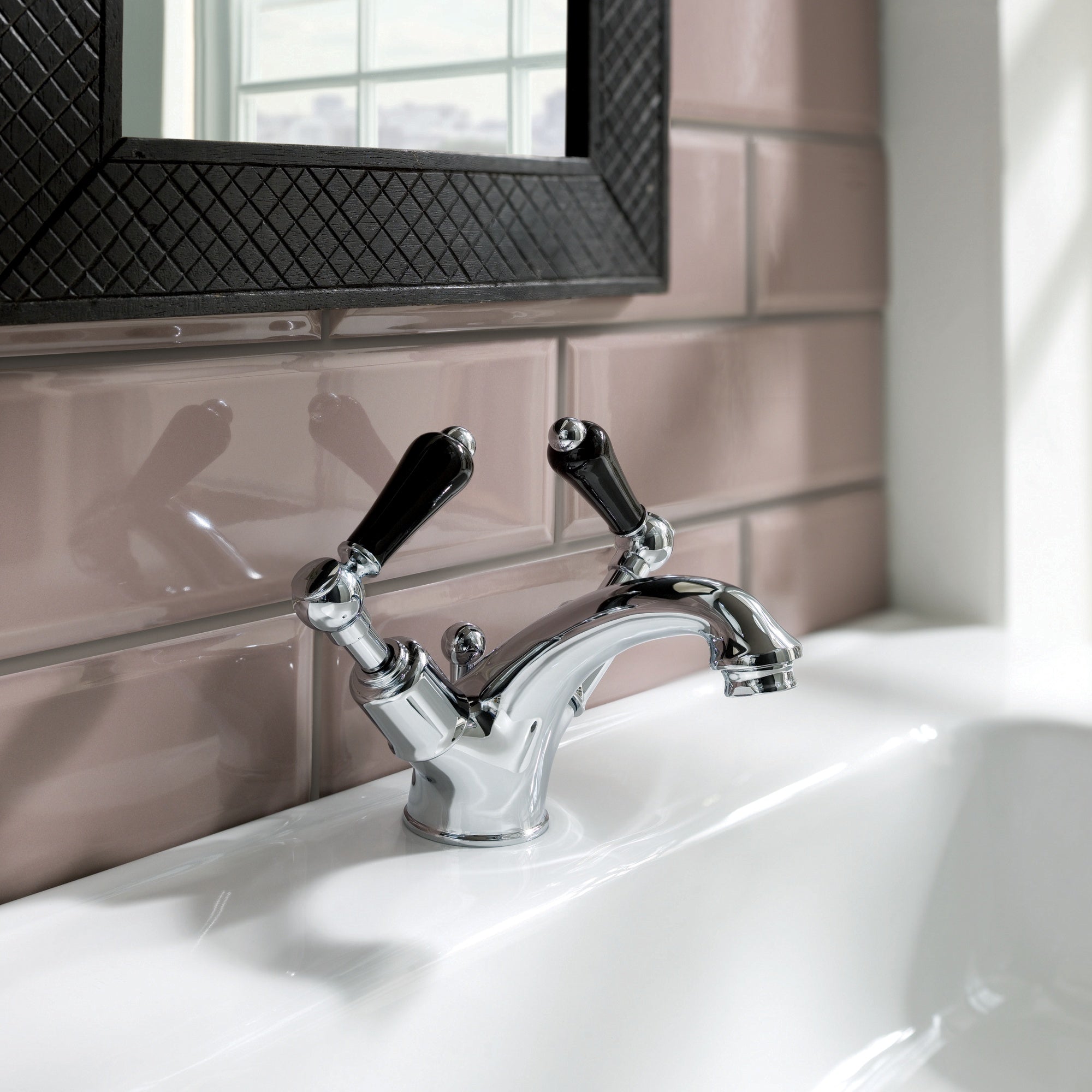 Bubly Mayfair Lever Basin Mixer Tap With Pop Up Waste Matt Black Brass Deck