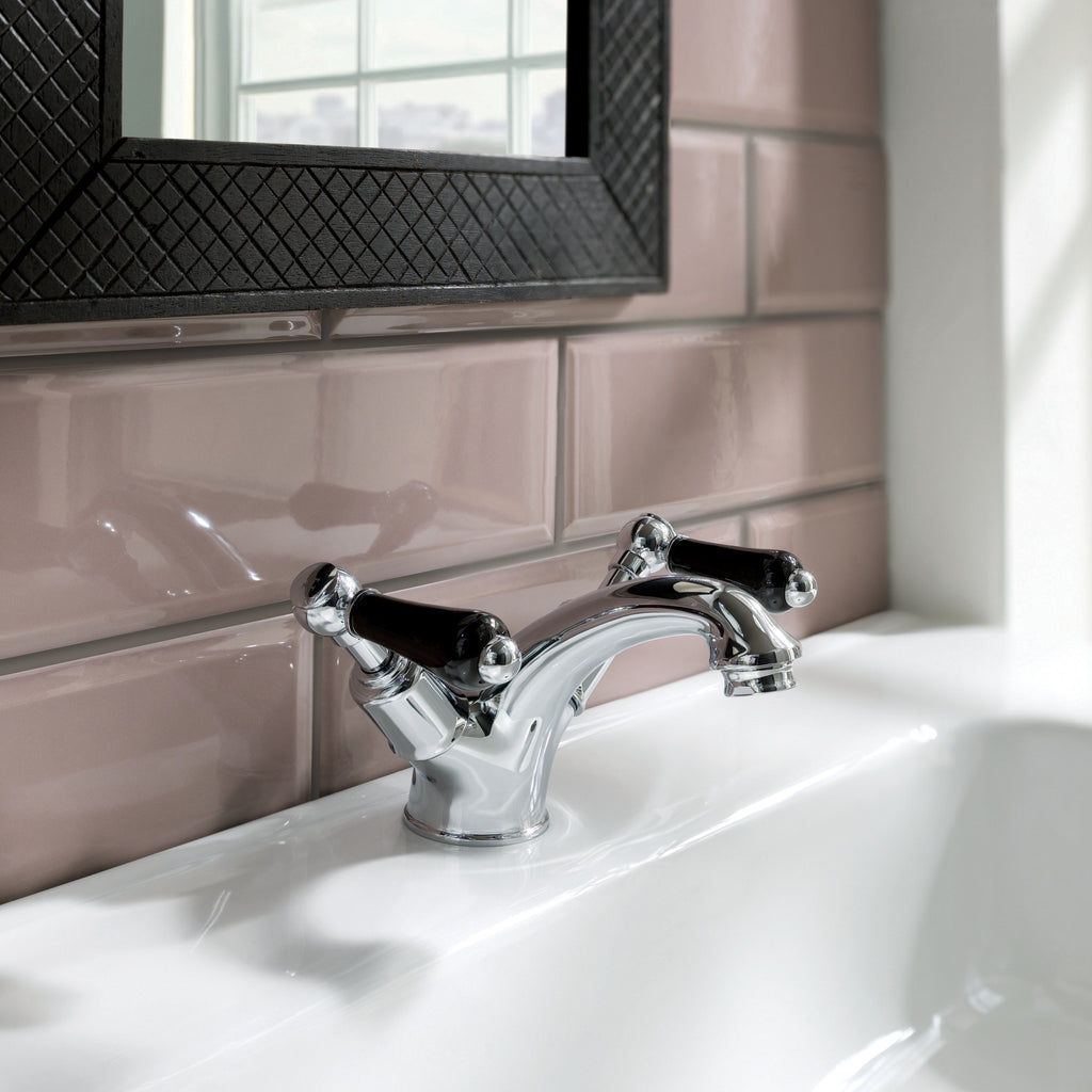 Bubly Mayfair Lever Basin Mixer Tap With Pop Up Waste Matt Black Brass Deck