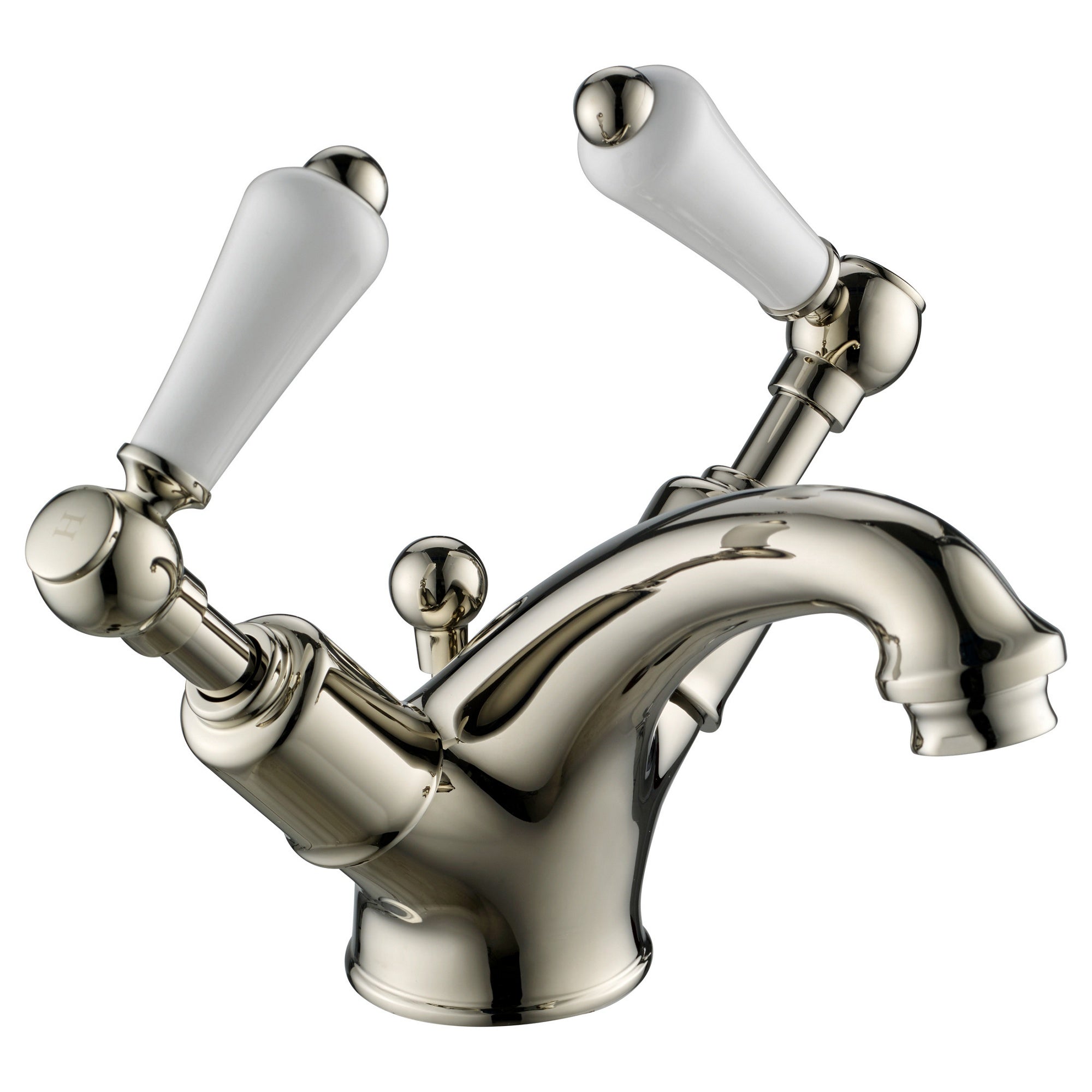 Bubly Mayfair Lever Basin Mixer Tap With Pop Up Waste Nickel Brass Deck