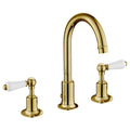 Bubly Mayfair 3 Hole Deck Mounted Lever Basin Mixer Tap Swivel Spout Antique Brass