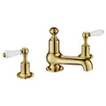 Bubly Mayfair 3 Hole Deck Mounted Lever Basin Mixer Tap Antique Brass Brass