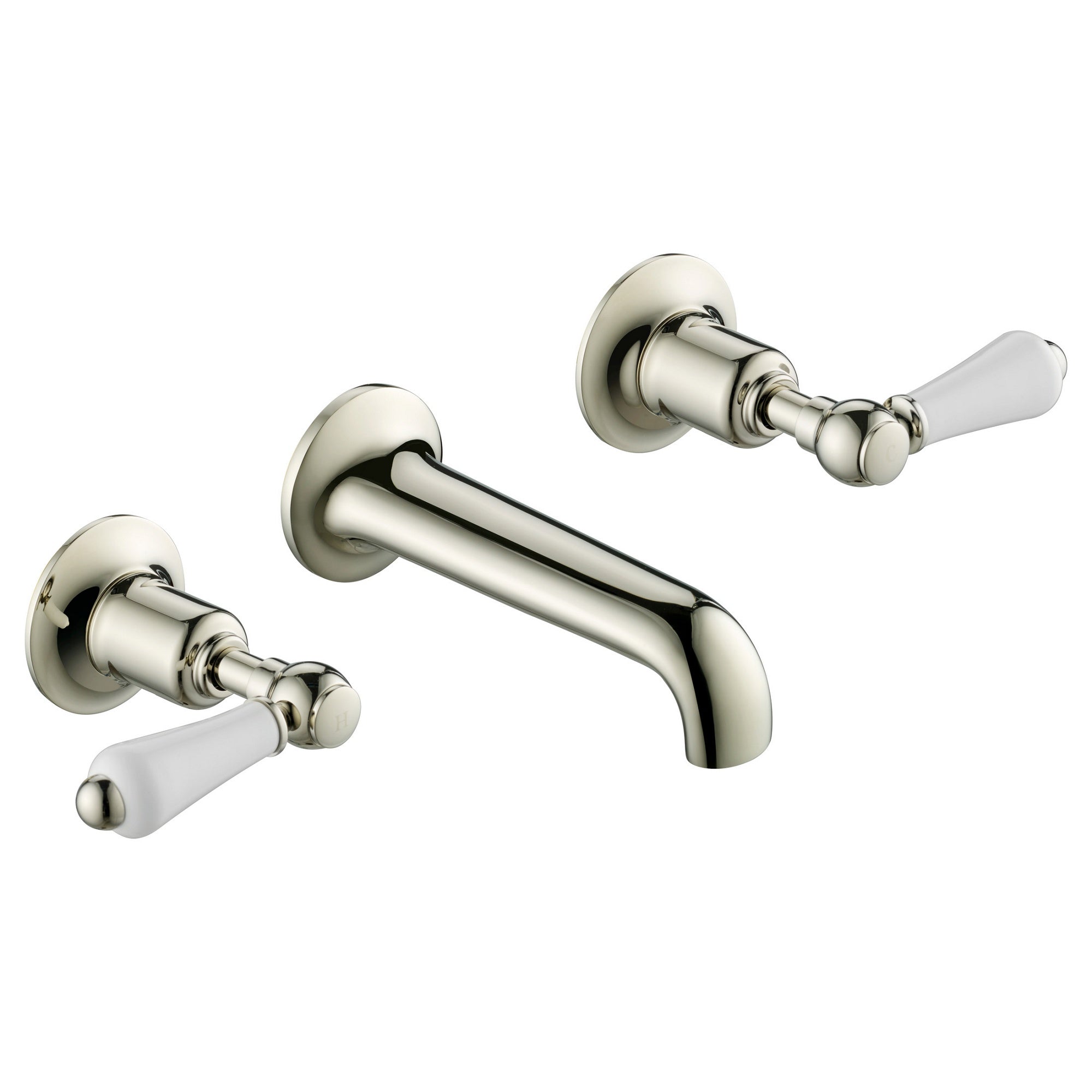 Bubly Mayfair 3 Hole Wall Mounted Lever Basin Mixer Tap Chrome Brass