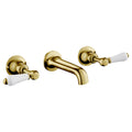 Bubly Mayfair 3 Hole Wall Mounted Lever Basin Mixer Tap Antique Brass Brass