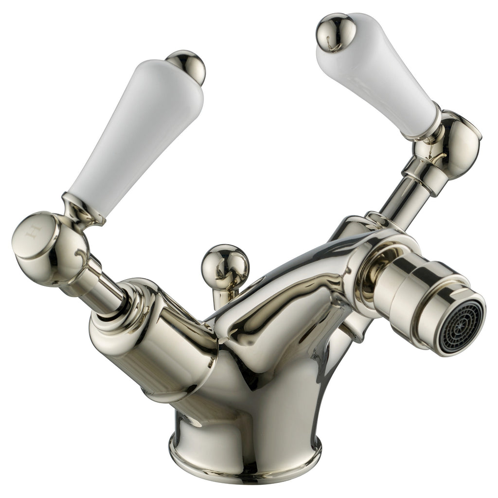Bubly Mayfair Lever Handle Bidet Mixer Tap With Pop Up Waste Chrome Brass Deck