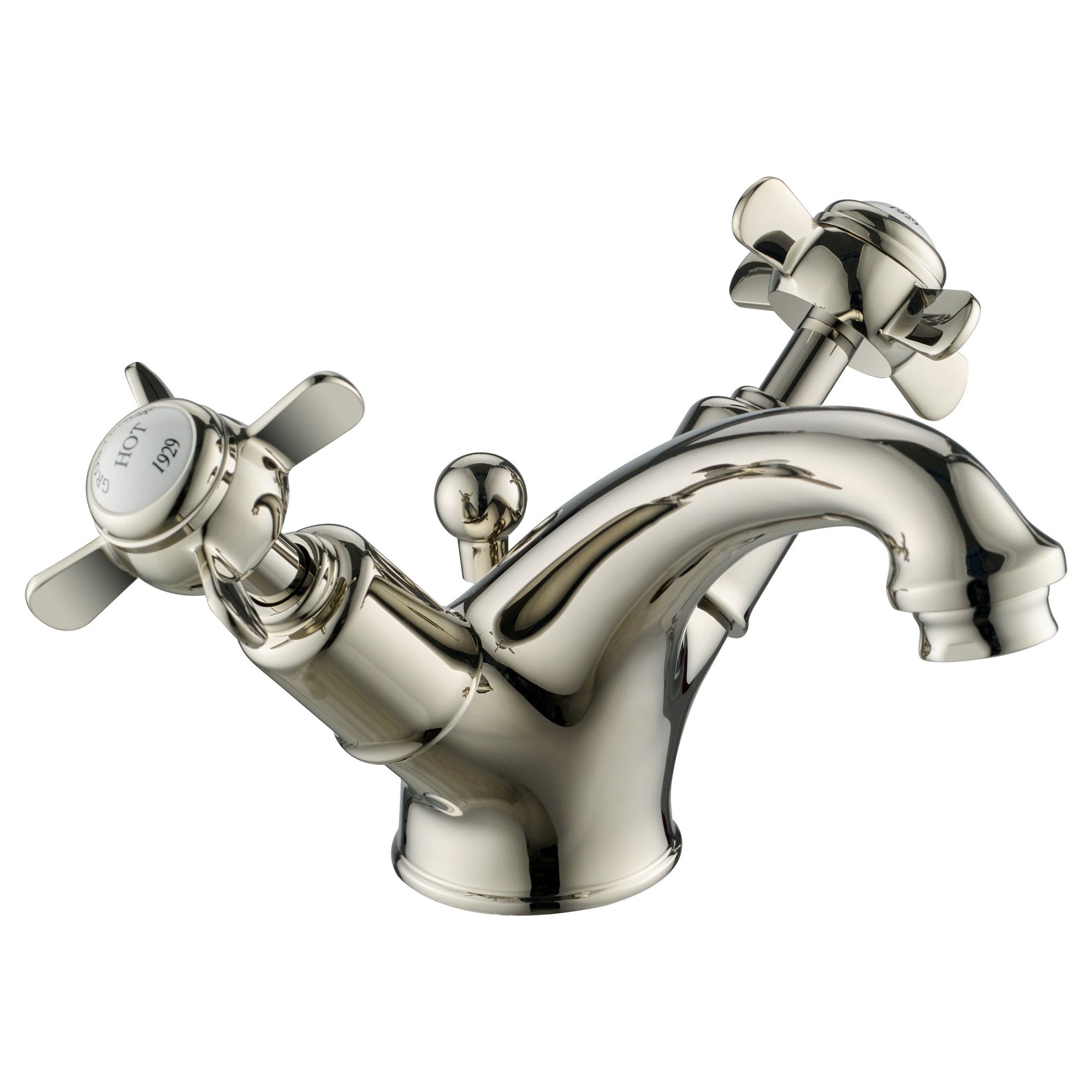 Bubly Mayfair Pinch Basin Mixer Tap With Pop Up Waste Nickel Brass Deck