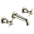 Bubly Mayfair 3 Hole Wall Mounted Pinch Basin Mixer Tap Nickel Brass Crosshead