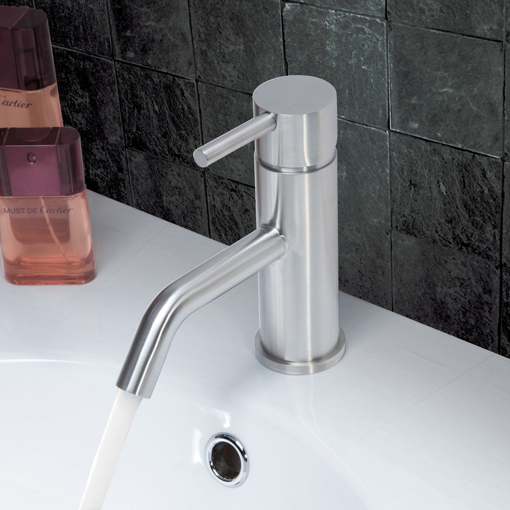 Bubly Stark Basin Mixer Tap Without Pop-up Waste Stainless Steel Lever Deck