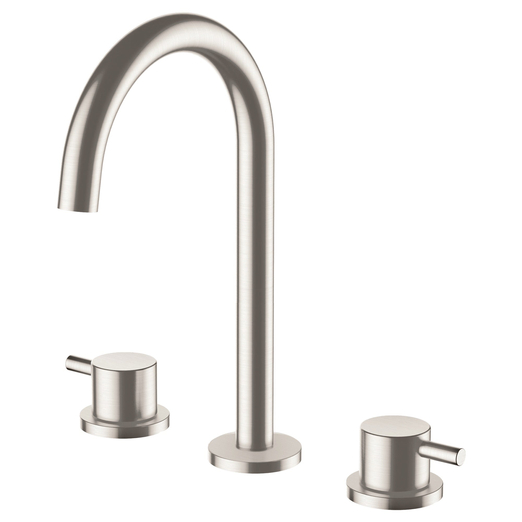 Bubly Stark 3 Hole Deck Mounted Basin Mixer Tap Stainless Steel Lever