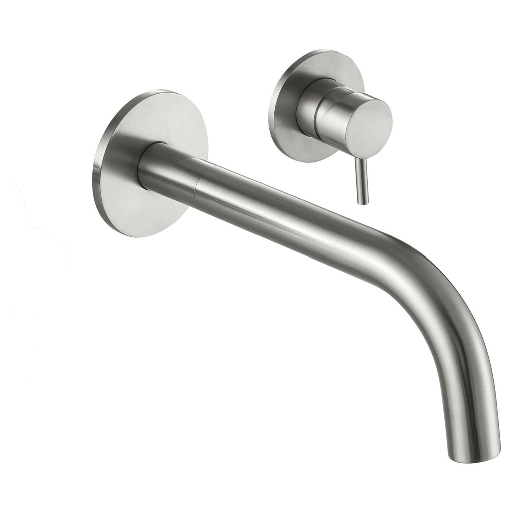 Bubly Stark 2 Hole Wall Mounted Basin Mixer Tap Stainless Steel Lever