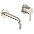 Bubly Stark 2 Hole Wall Mounted Basin Mixer Tap 155mm Spout Stainless Steel Lever