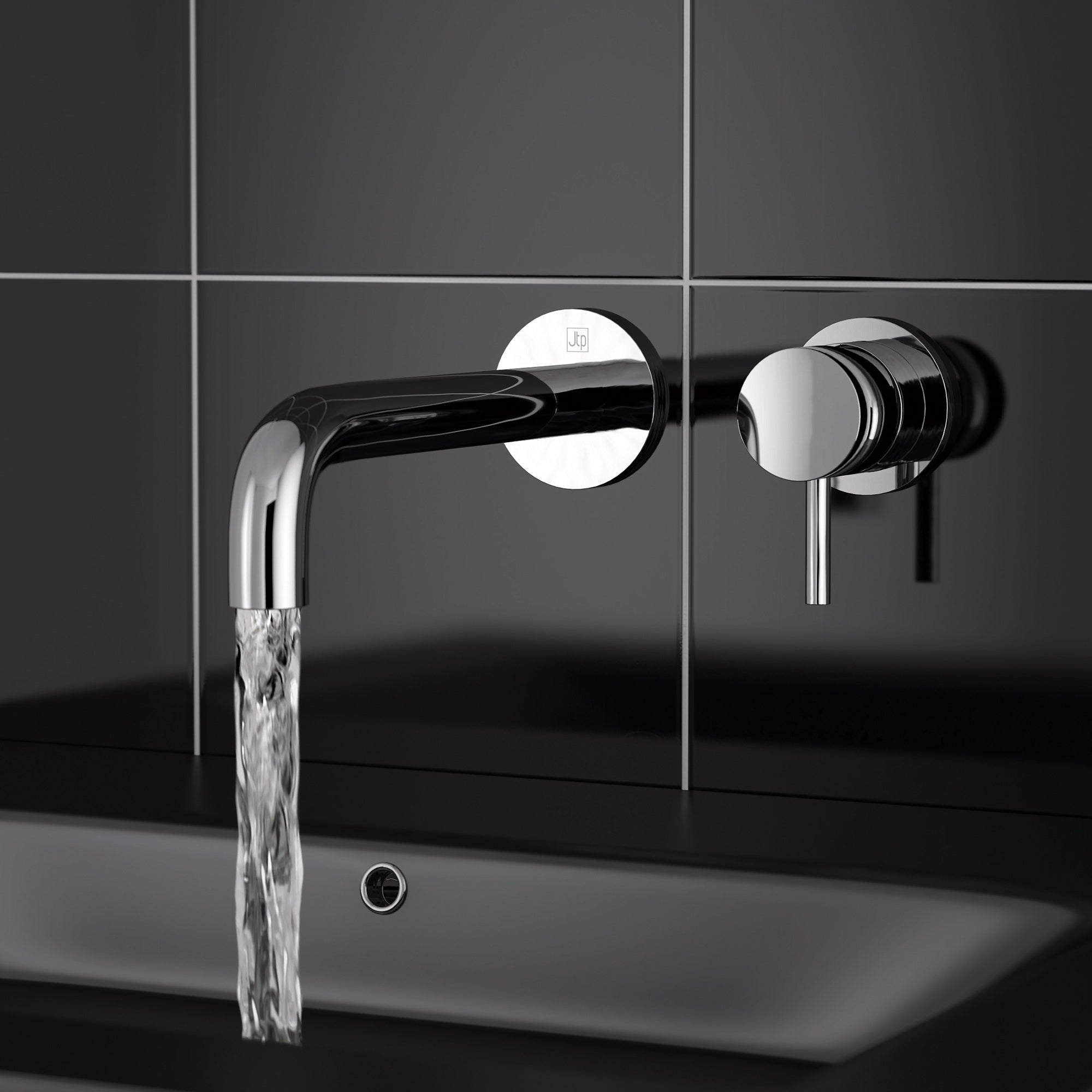 Bubly Arno Wall Mounted Basin Mixer Tap With Spout Chrome Brass Lever