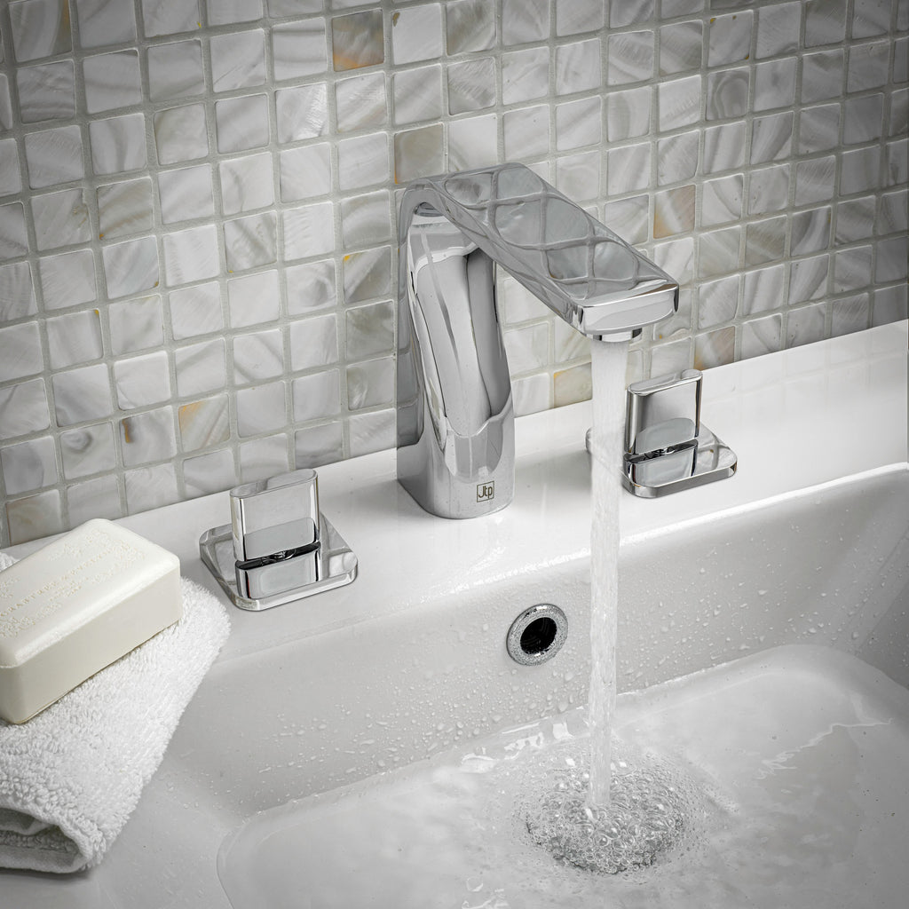 Bubly Arcane 3 Hole Deck Mounted Basin Mixer Tap Chrome Brass Knob