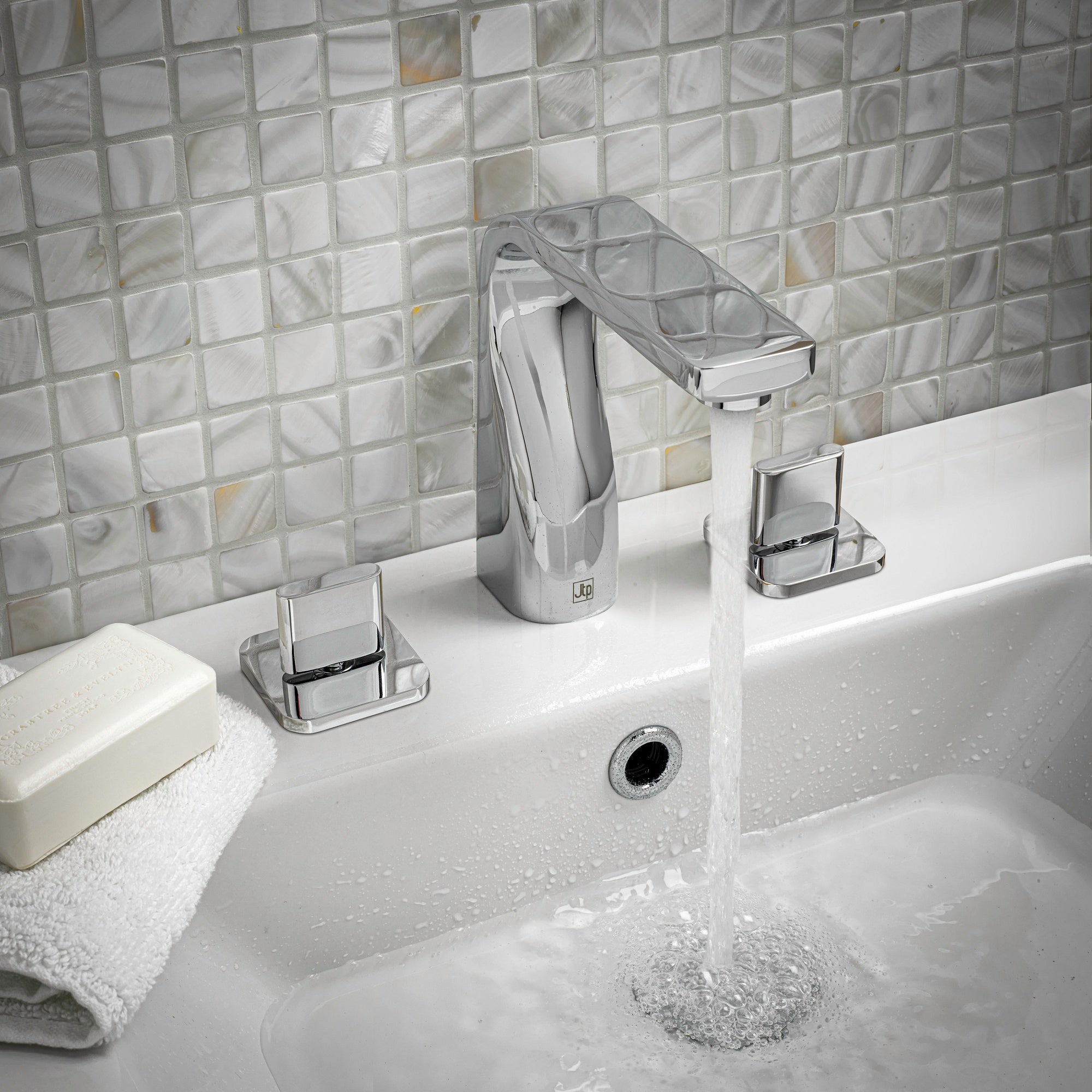 Bubly Arcane 3 Hole Deck Mounted Basin Mixer Tap Chrome Brass Knob