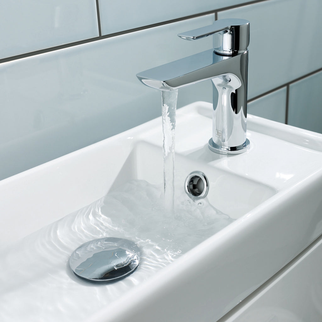 Bubly Lumina Mini Basin Mixer Tap Brass Chrome Lever Deck