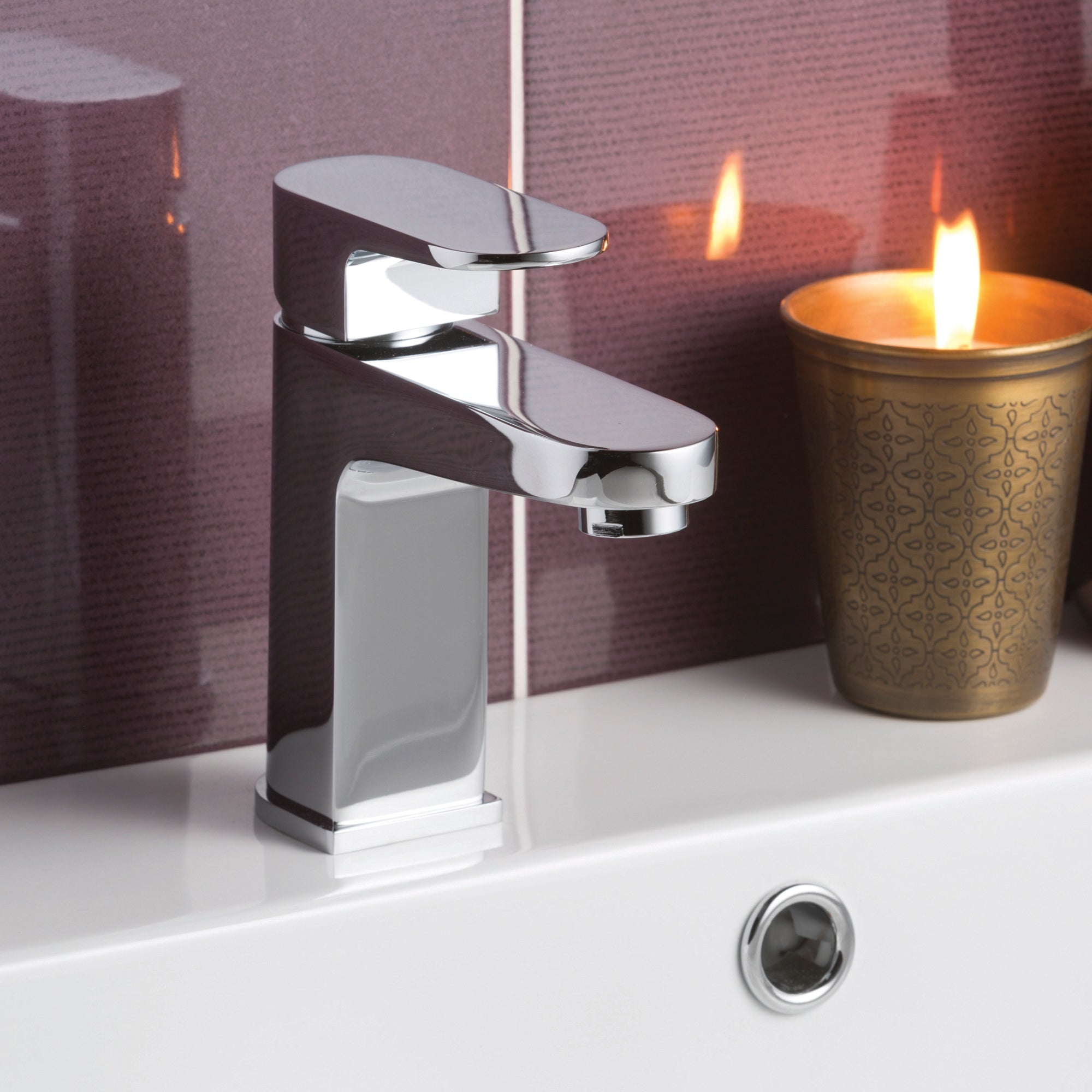 Bubly Element Basin Mixer Tap With Click Clack Waste Brass Chrome Lever Deck
