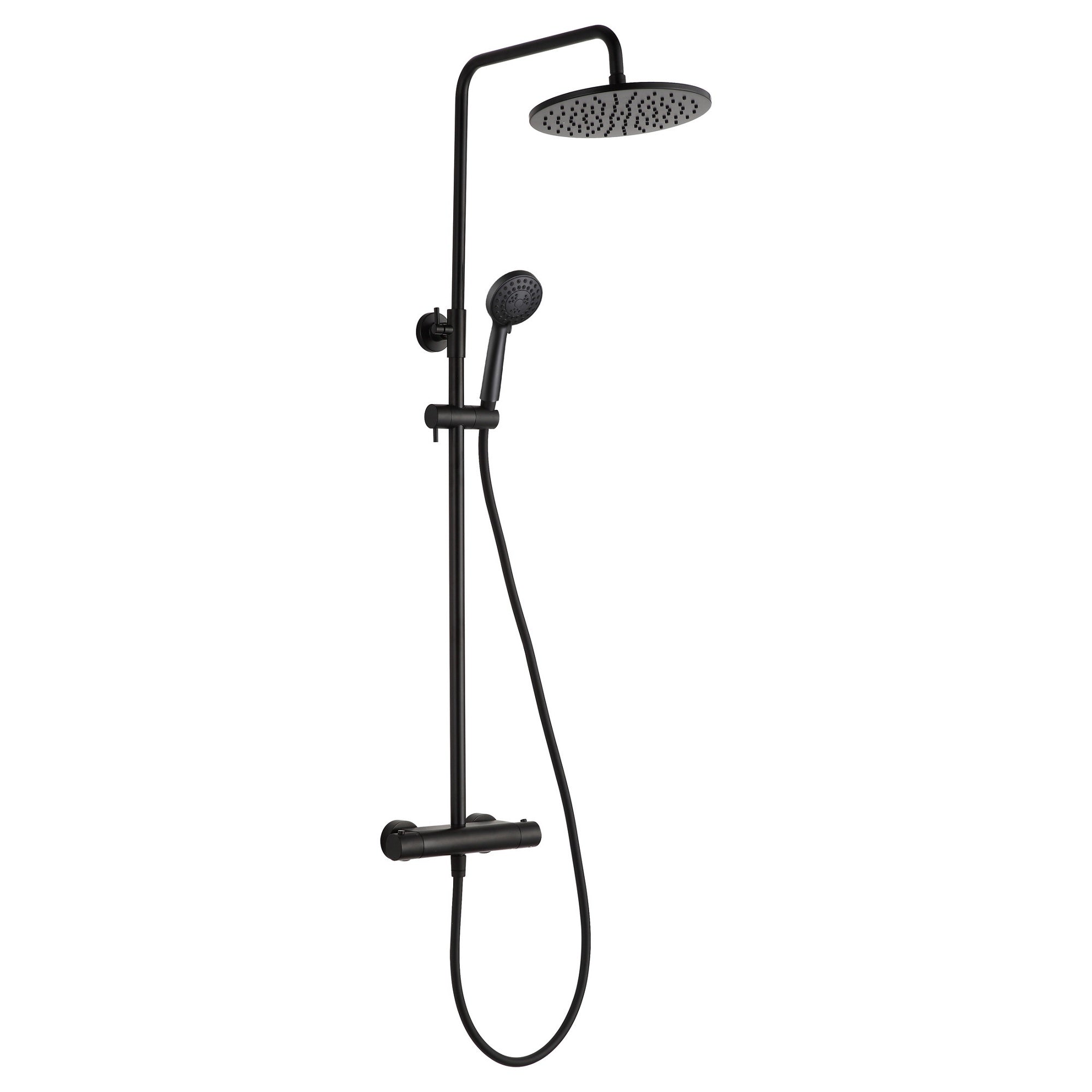 Vera 2 Outlets Thermostatic Bar Valve Shower Kit Brass Wall Matt Black