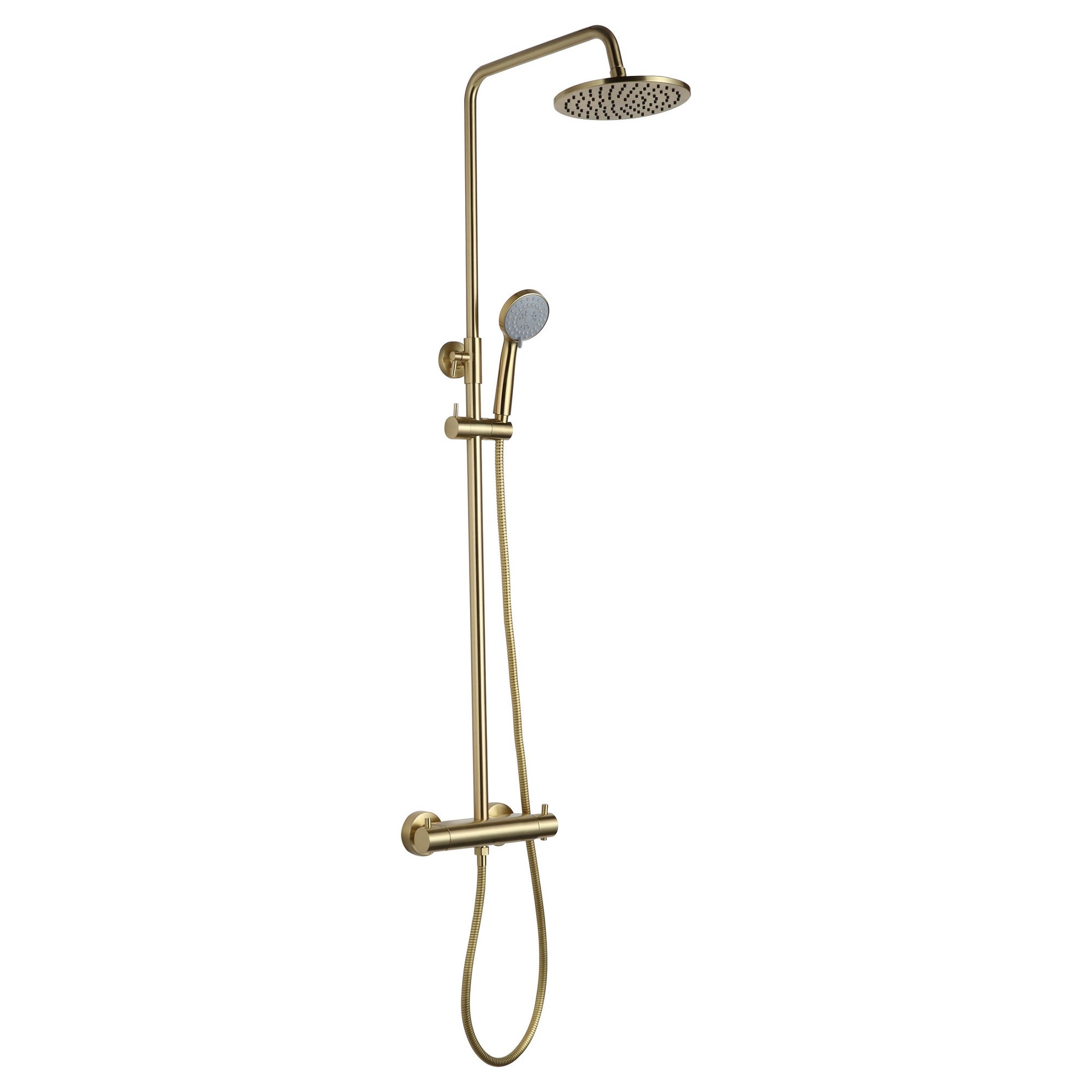 Vera 2 Outlets Thermostatic Bar Valve Shower Kit Brass Wall Brushed Brass