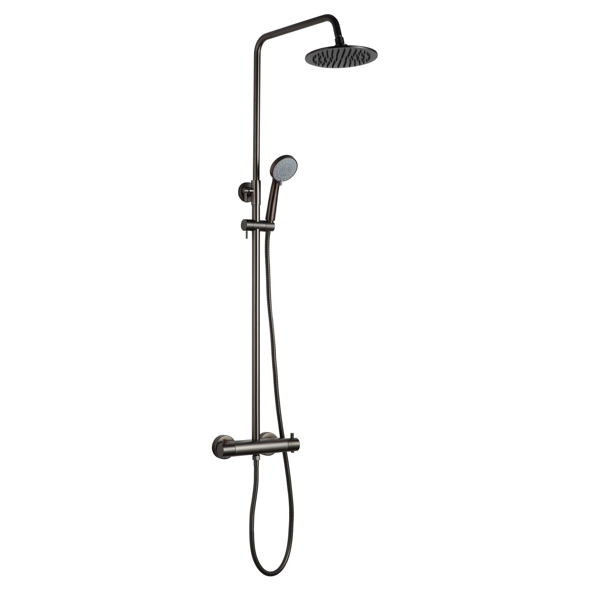 Vera 2 Outlets Thermostatic Bar Valve Shower Kit Brass Wall Brushed Black