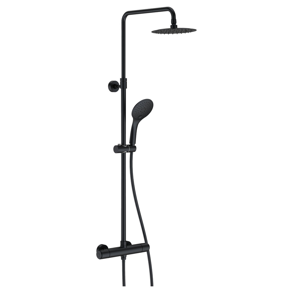 Vera 2 Outlets Thermostatic Bar Valve Shower Kit Knob Brass Wall Matt Black
