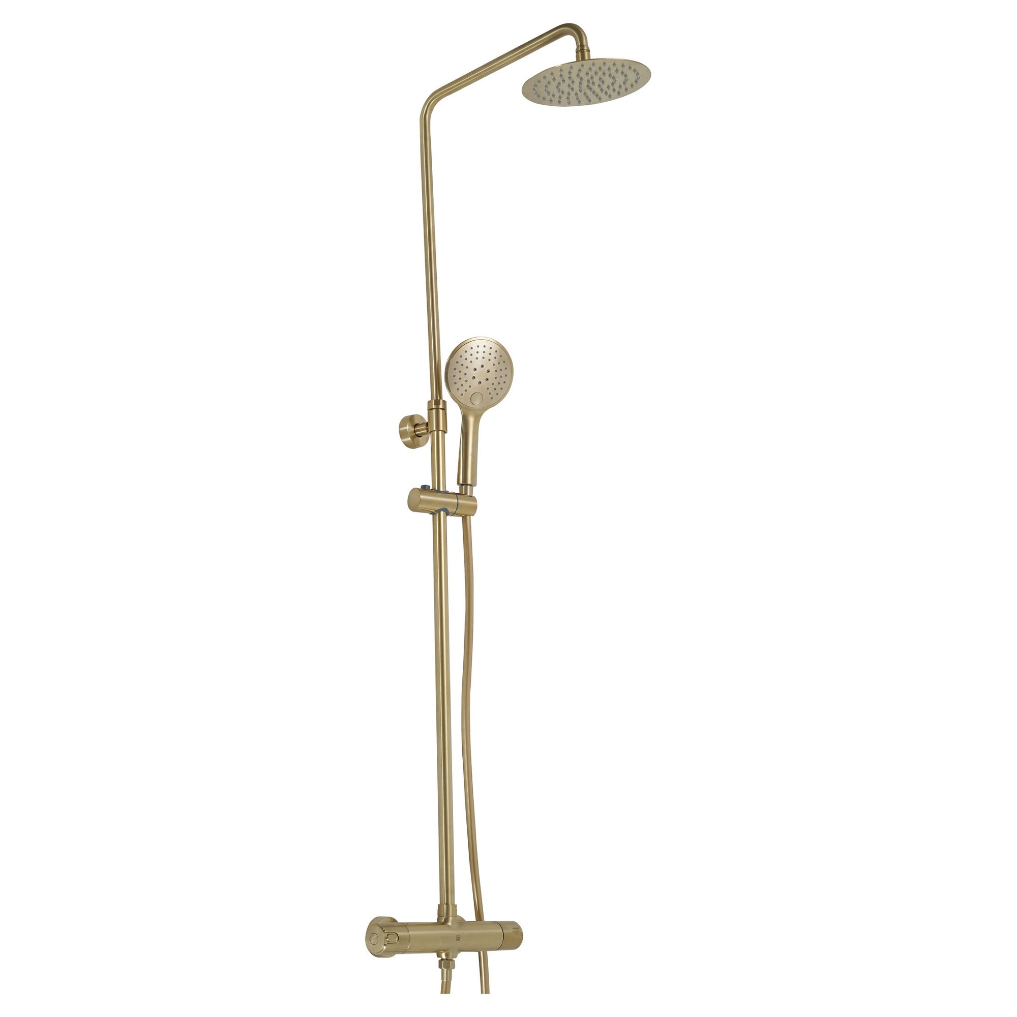Vera 2 Outlets Thermostatic Bar Valve Shower Kit Knob Brass Wall Brushed Brass