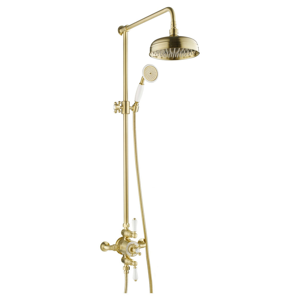 Heritage 2 Outlet Exposed Thermostatic Shower Valve Shower Kit Brass Brushed Brass