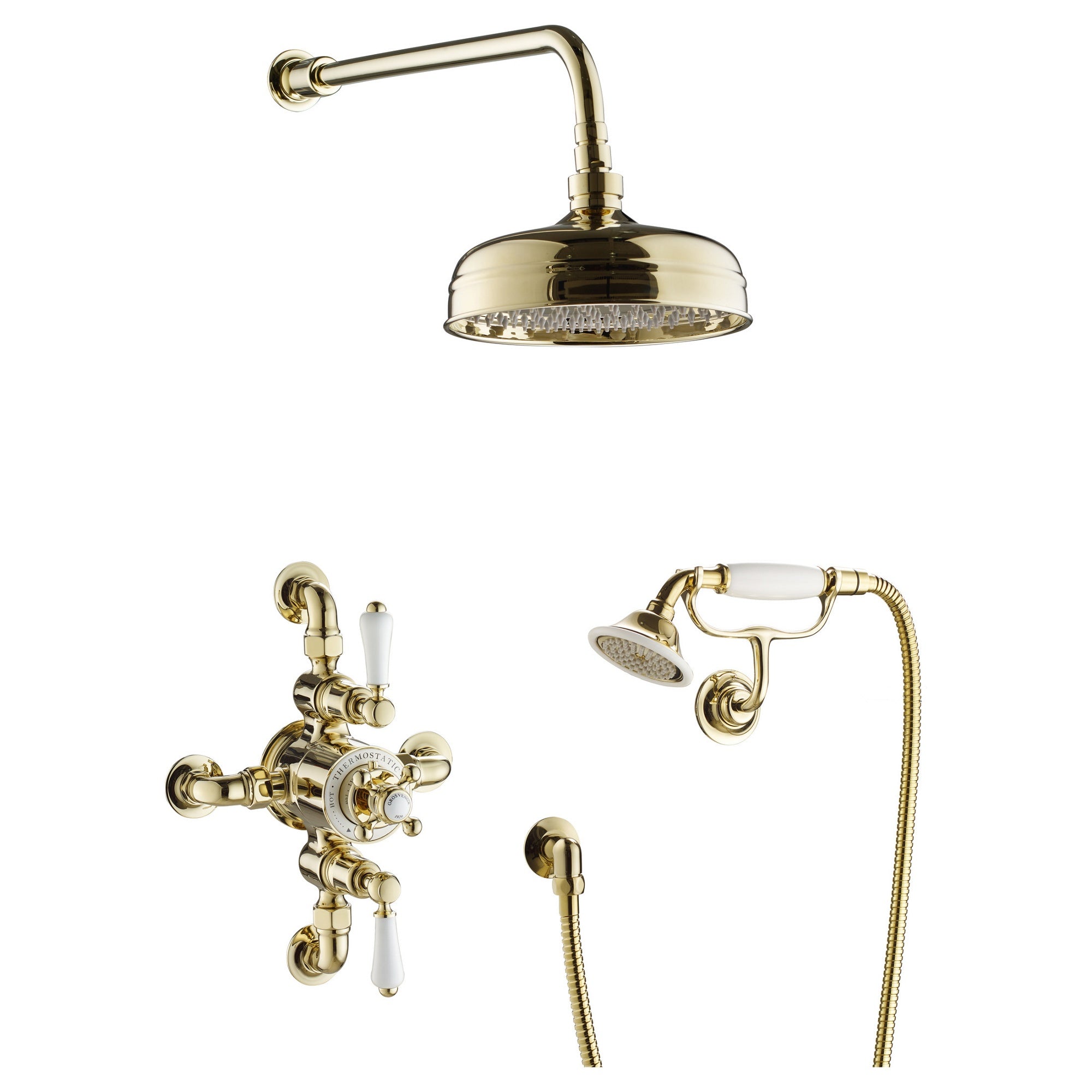 Heritage 2 Outlet Exposed Thermostatic Shower Valve Shower Kit Brass Antique Brass
