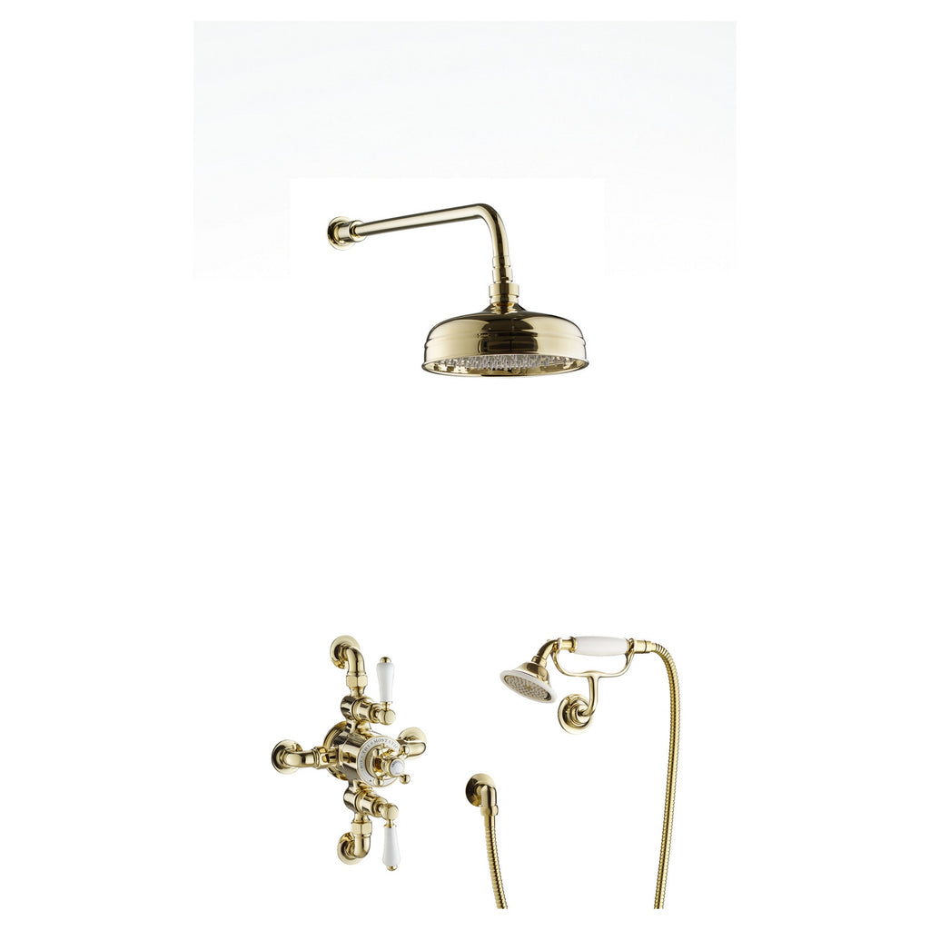 Heritage 2 Outlet Exposed Thermostatic Shower Valve Shower Kit Brass Antique Brass