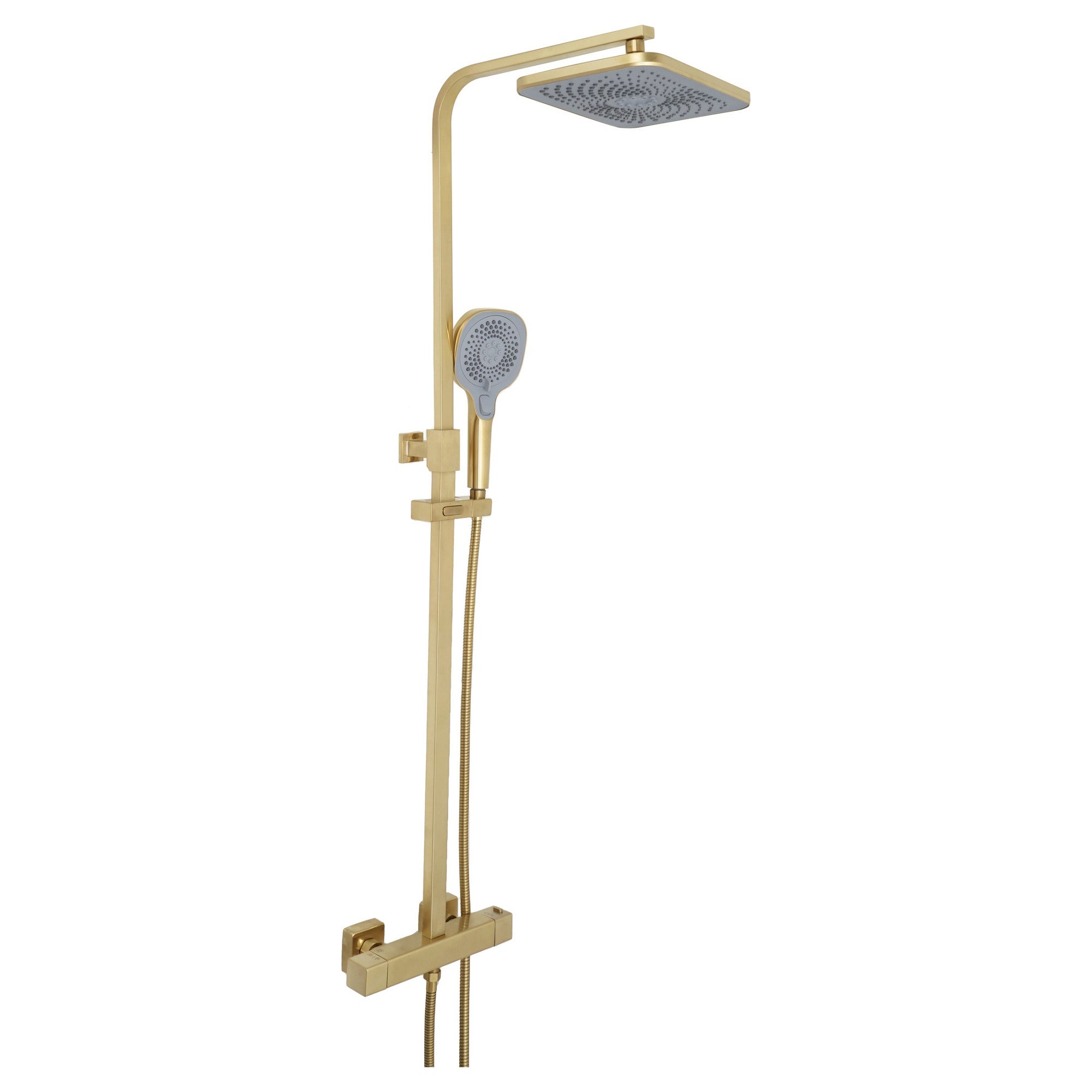 Axis 2 Outlets Thermostatic Bar Valve Shower Kit Knob Brass Wall Brushed Brass