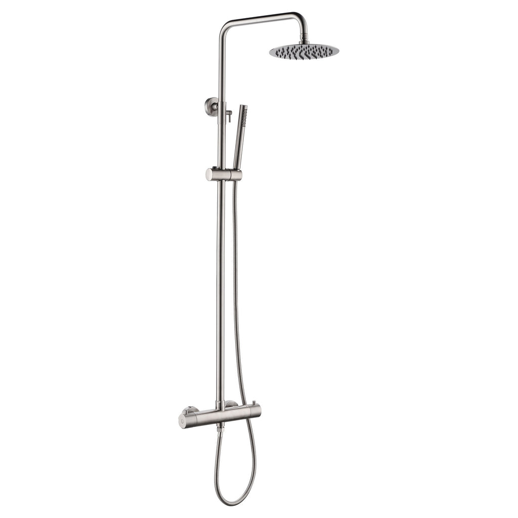 Stellar 2 Outlets Thermostatic Bar Mixer Shower Kit Lever Wall Stainless Steel