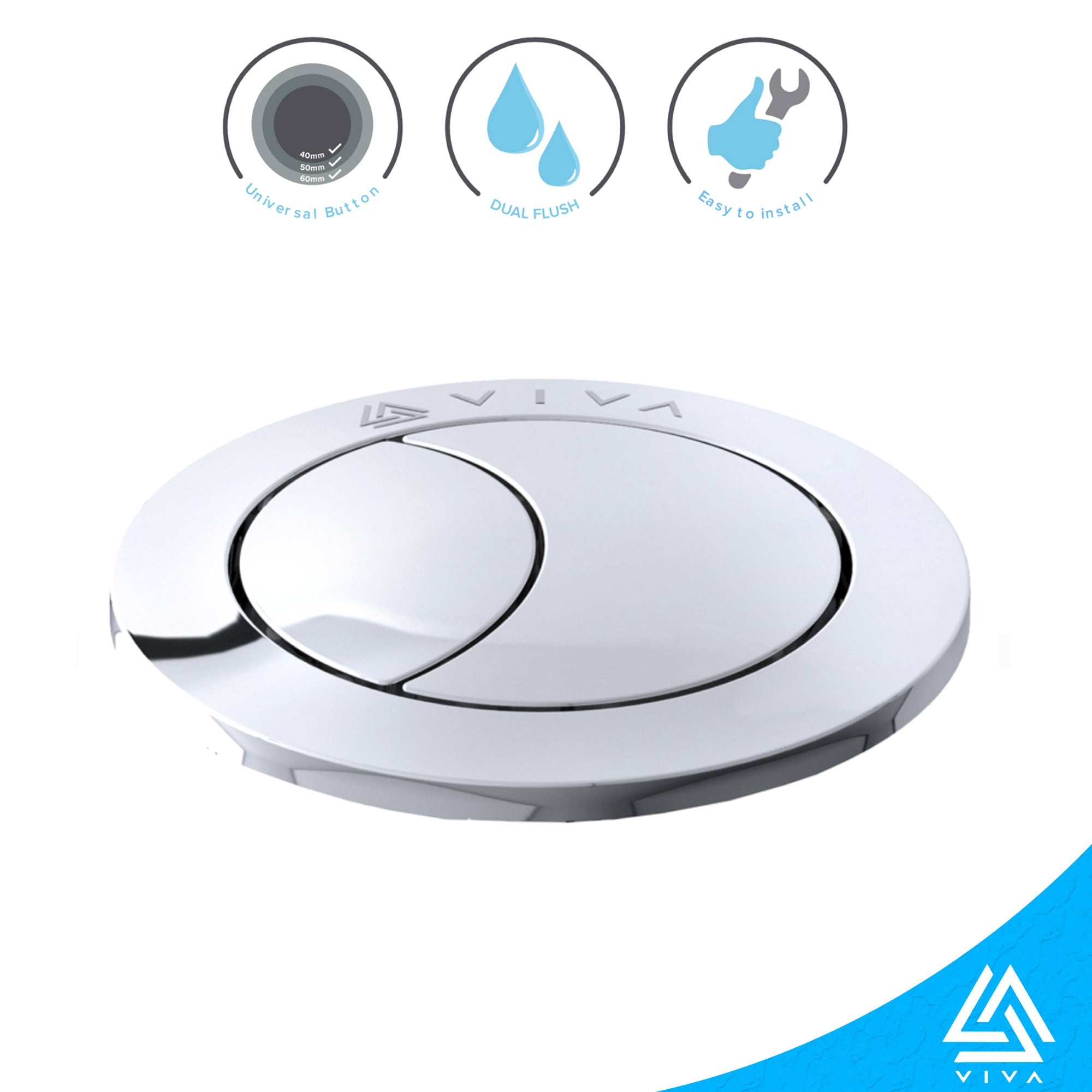 Viva Skylo Concealed Toilet Cistern with Chrome Dual Flush Push Button - Universal Bottom/Side Entry & Slimline Design