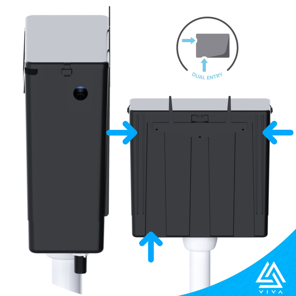 Viva Skylo Concealed Toilet Cistern with Chrome Dual Flush Push Button - Universal Bottom/Side Entry & Slimline Design