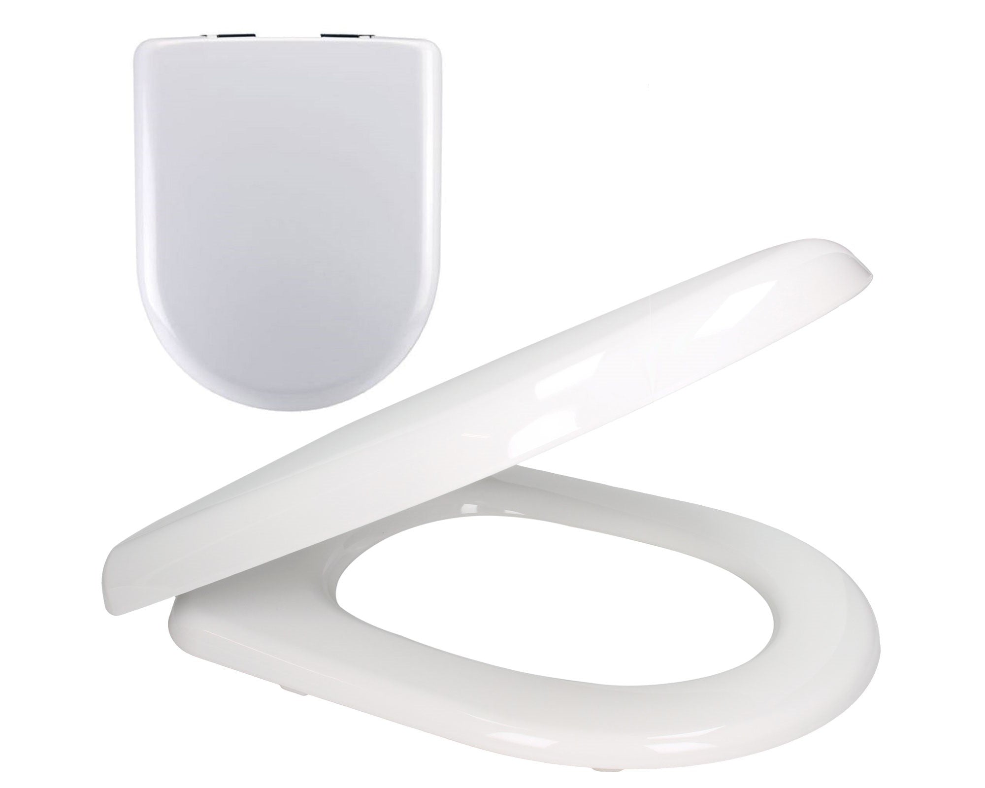 Premier White Soft Close WC Toilet Seat D Shape Top Fix Adjustable Hinges Chrome