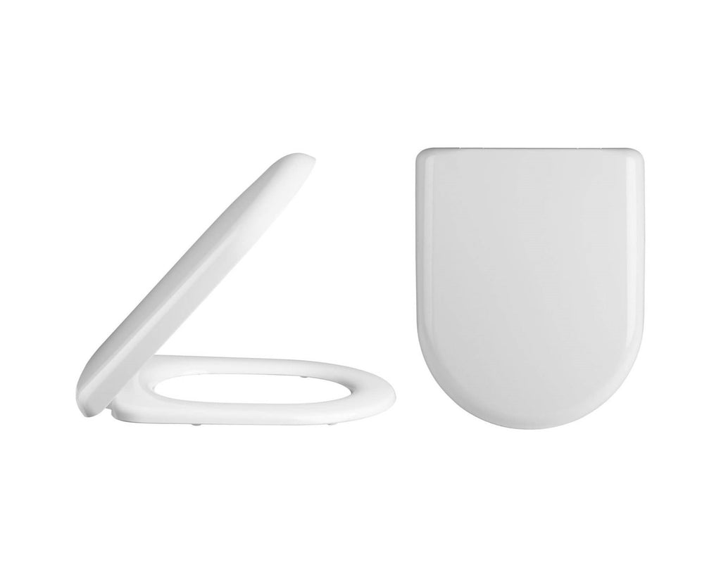 Premier White Soft Close WC Toilet Seat D Shape Top Fix Adjustable Hinges Chrome