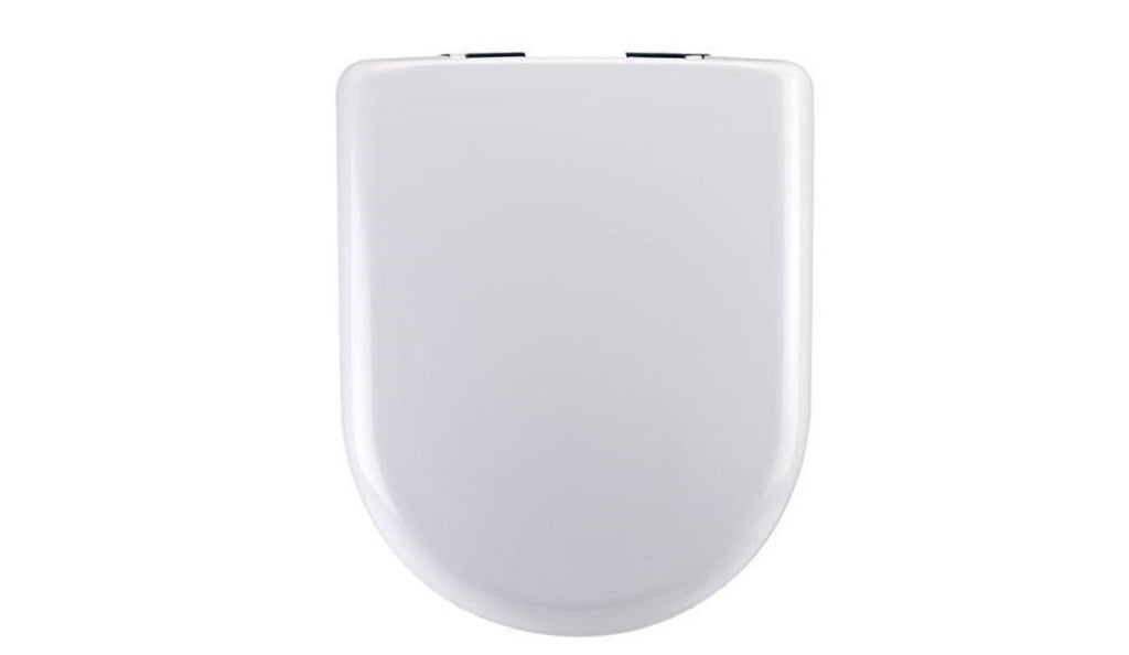 Premier White Soft Close WC Toilet Seat D Shape Top Fix Adjustable Hinges Chrome
