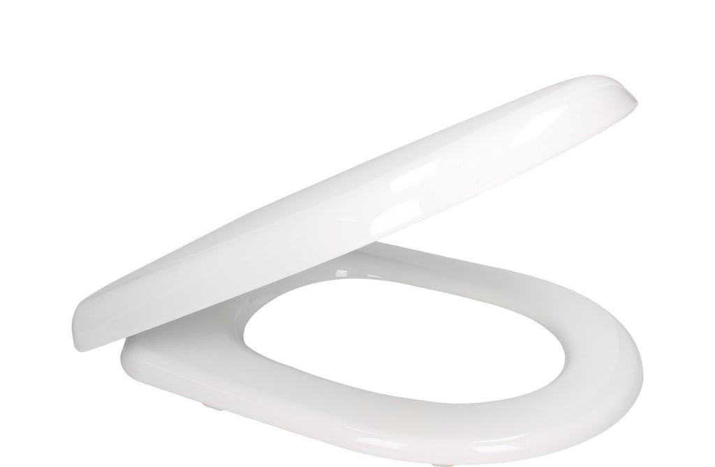 Premier White Soft Close WC Toilet Seat D Shape Top Fix Adjustable Hinges Chrome