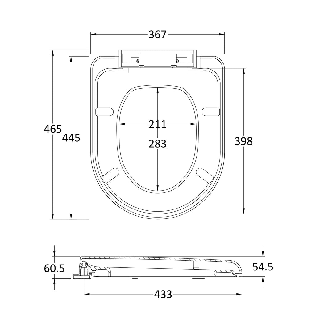 Premier White Soft Close WC Toilet Seat D Shape Top Fix Adjustable Hinges Chrome