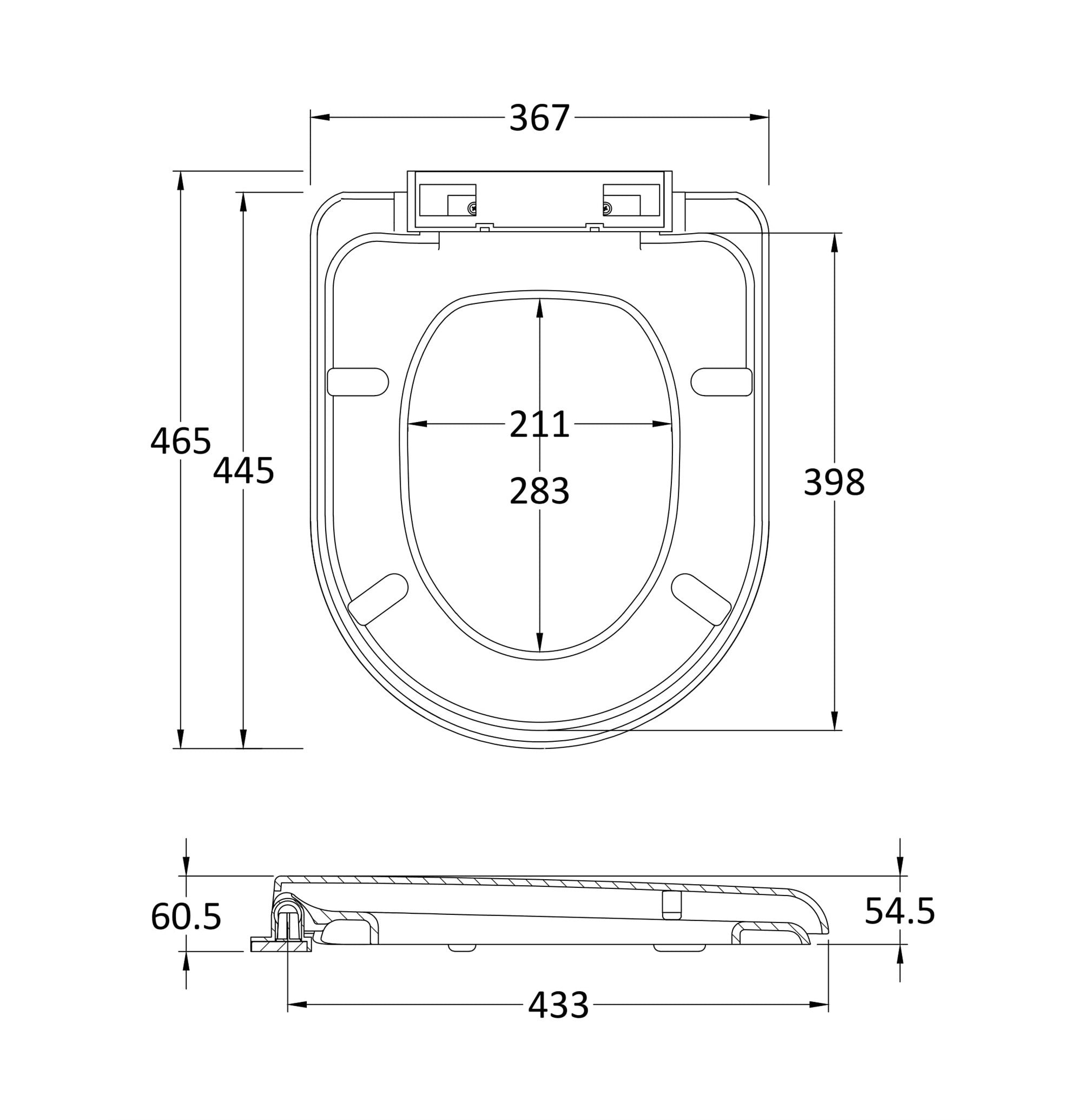 Premier White Soft Close WC Toilet Seat D Shape Top Fix Adjustable Hinges Chrome