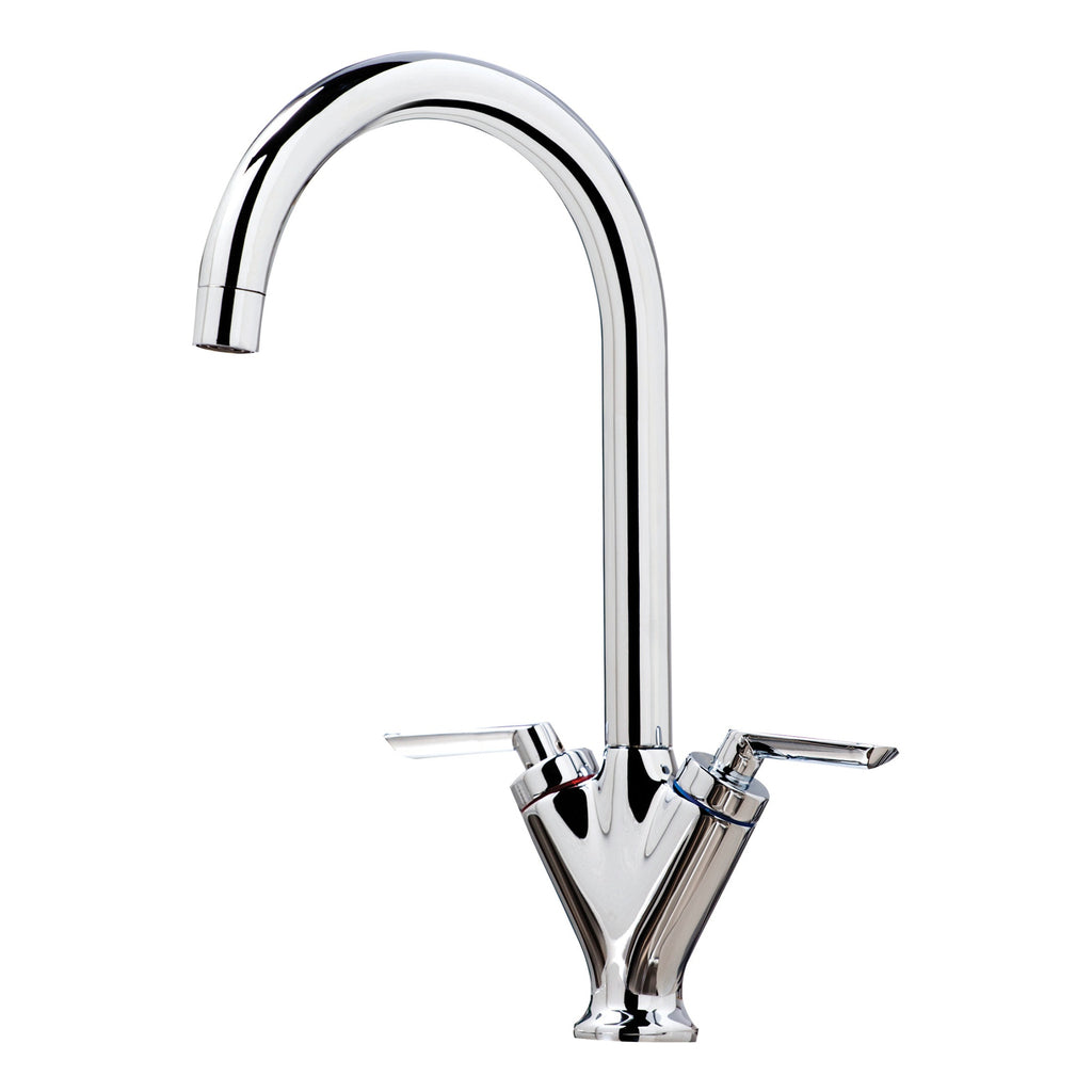 Olicana Kitchen Tap Deck Mounted Chrome Lever Swivel Spout Manual Mixer WRAS