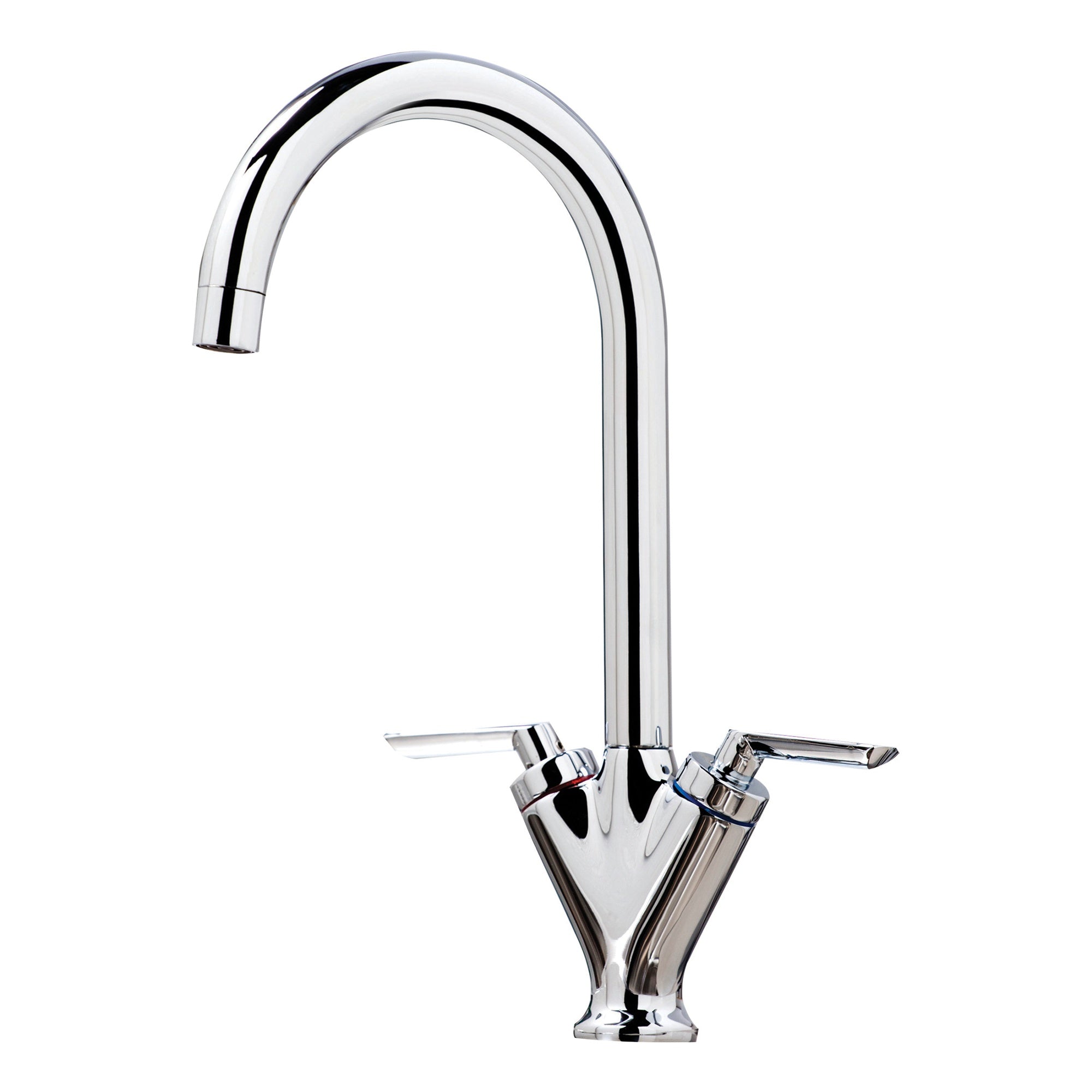 Olicana Kitchen Tap Deck Mounted Chrome Lever Swivel Spout Manual Mixer WRAS
