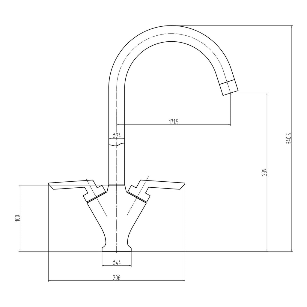 Olicana Kitchen Tap Deck Mounted Chrome Lever Swivel Spout Manual Mixer WRAS