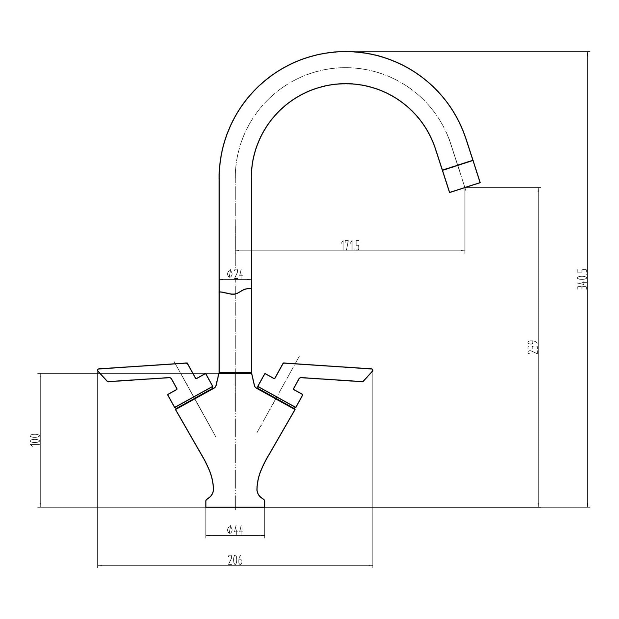 Olicana Kitchen Tap Deck Mounted Chrome Lever Swivel Spout Manual Mixer WRAS