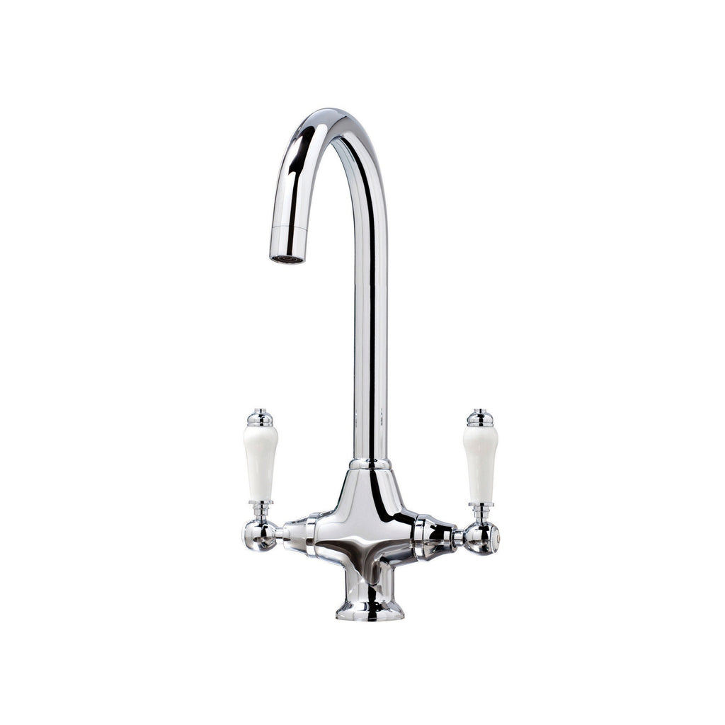 Harrogate Kitchen Tap Deck Mounted Chrome Lever Swivel Spout Manual Mixer