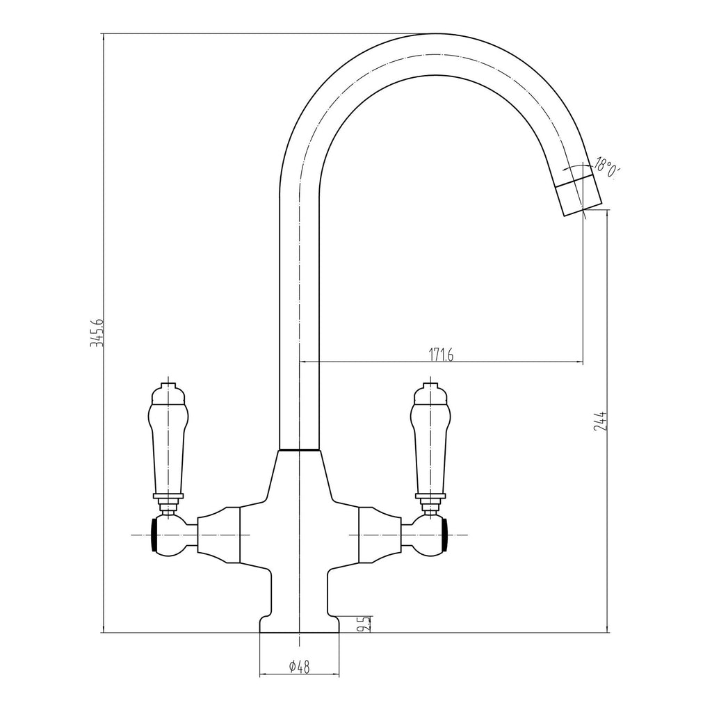 Harrogate Kitchen Tap Deck Mounted Chrome Lever Swivel Spout Manual Mixer