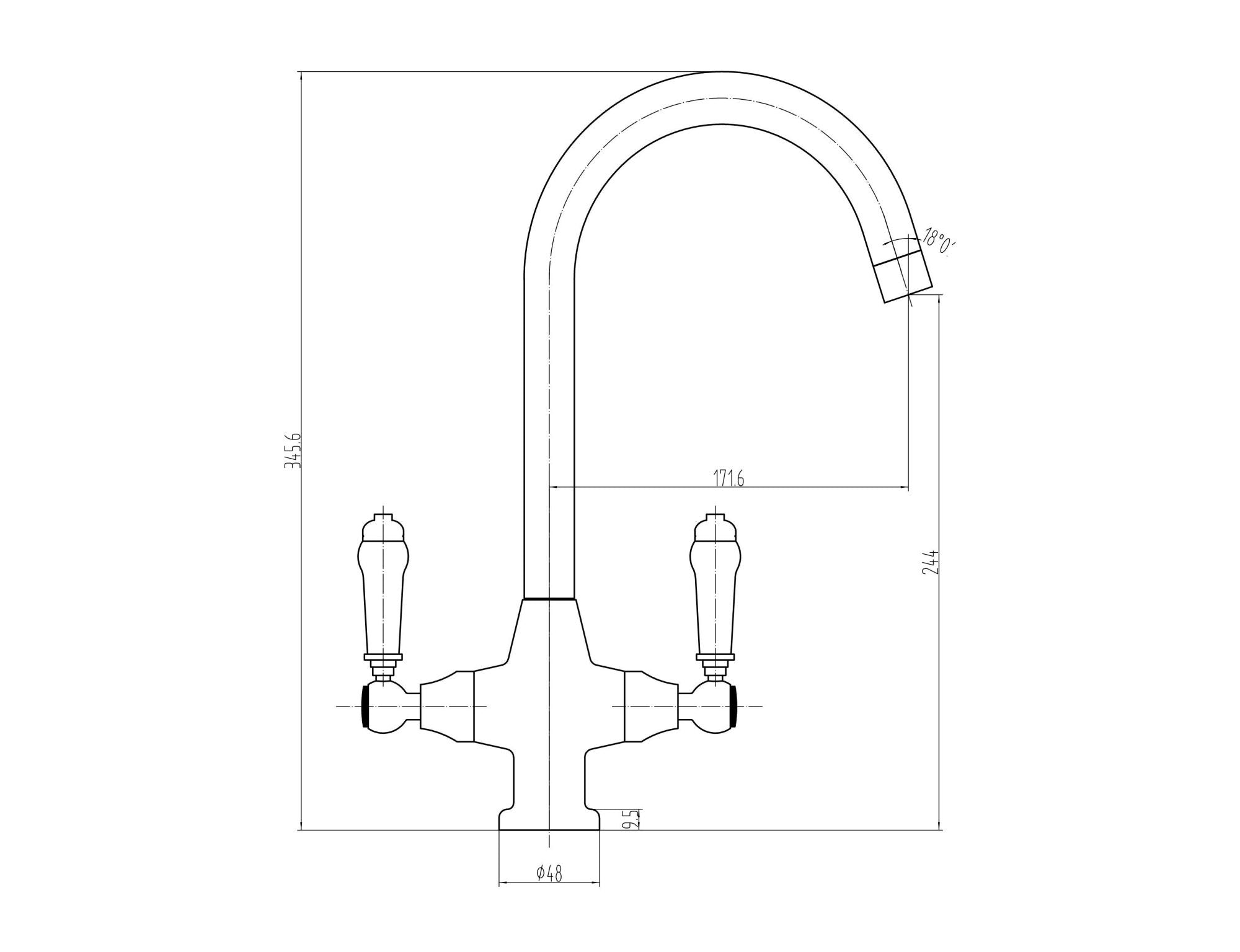 Harrogate Kitchen Tap Deck Mounted Chrome Lever Swivel Spout Manual Mixer