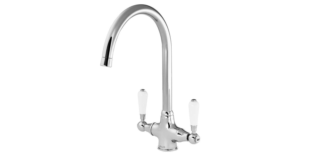 Harrogate Kitchen Tap Deck Mounted Chrome Lever Swivel Spout Manual Mixer