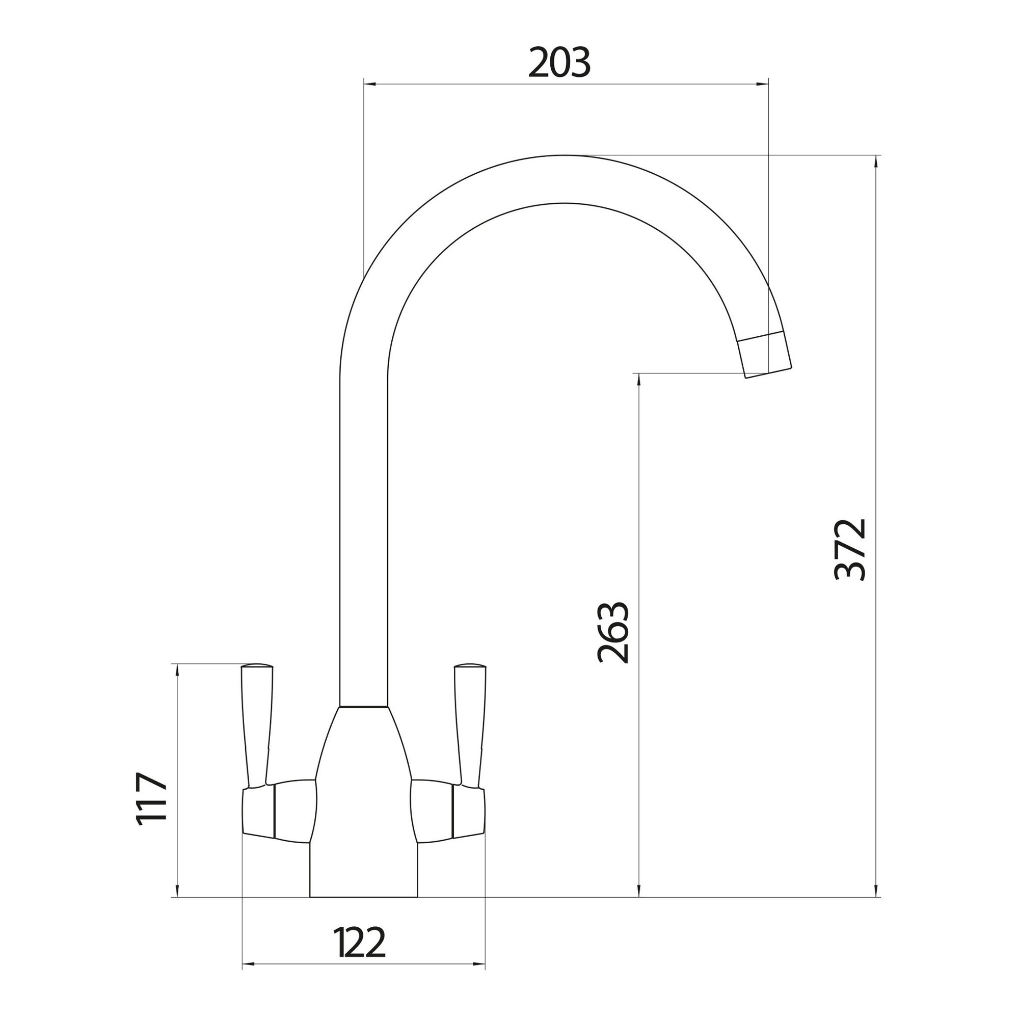 Marlo Kitchen Tap Deck Mounted Chrome Lever Swivel Spout Manual Mixer WRAS
