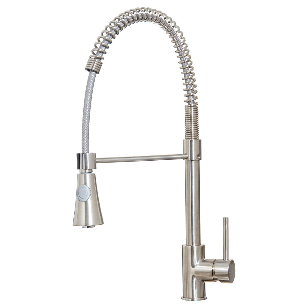 Tirare Kitchen Tap Brushed Nickel Deck Mounted Lever Swivel Spout Rinse Spray