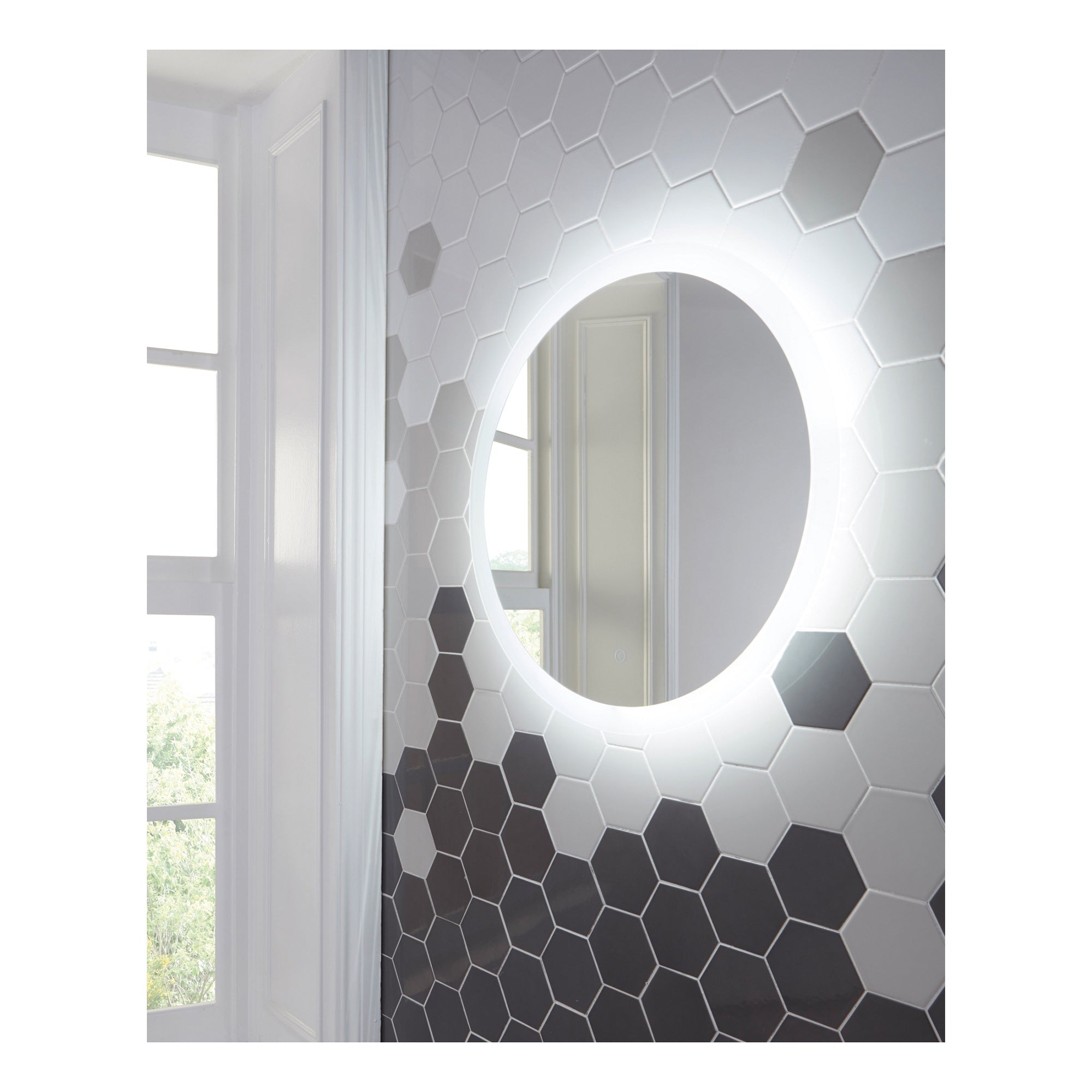 Lunar LED Mirror with Demister Pad 600 Dia Wall Mounted Bathroom Mirror