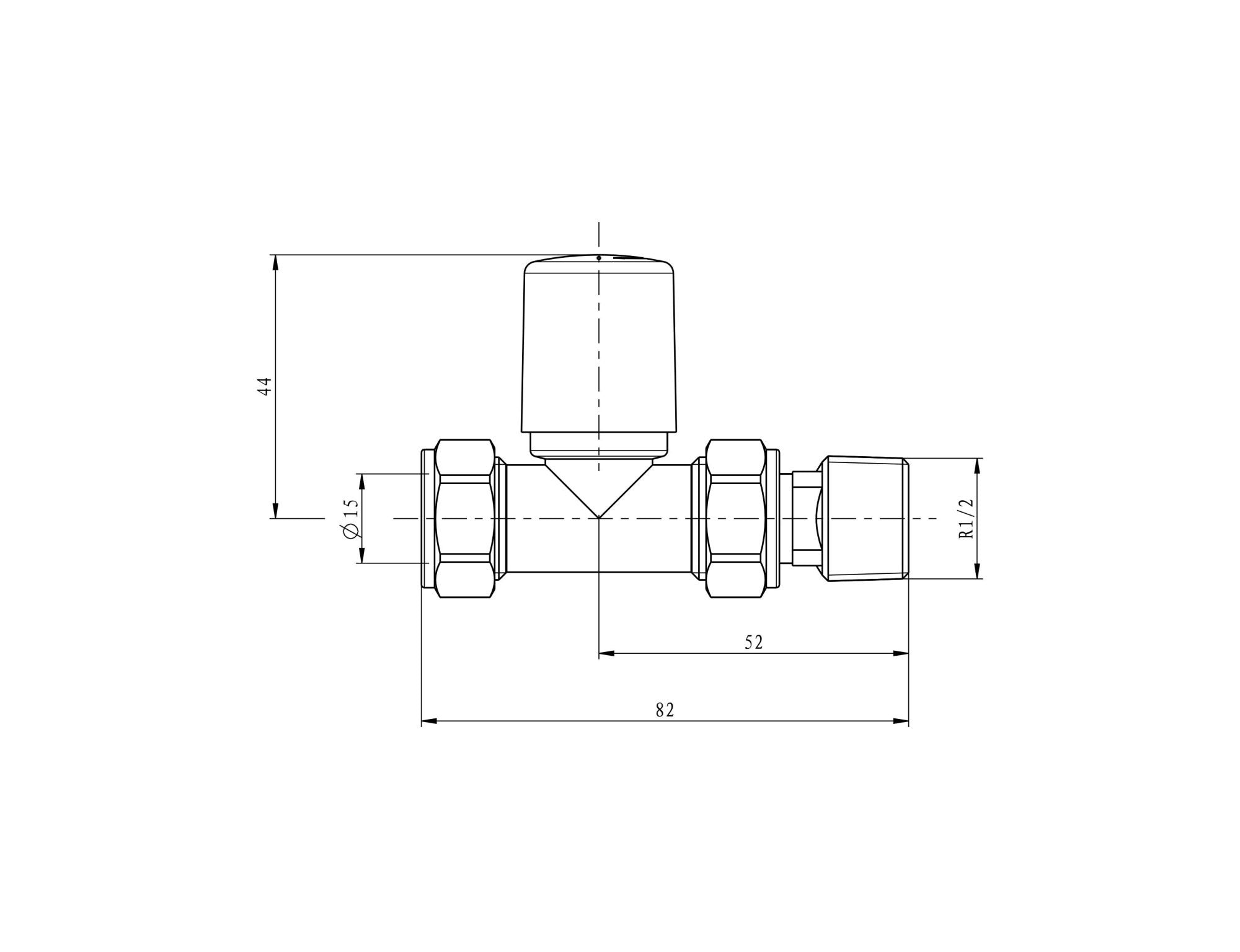 Matt Black Straight Black Radiator Valves 15mm (PAIR)